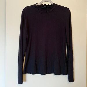 ModCloth Navy Blue Ruffle Mock Neck top
